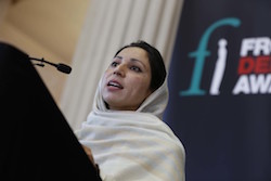 Noorzia Afridi speaking at 2014 award ceremony